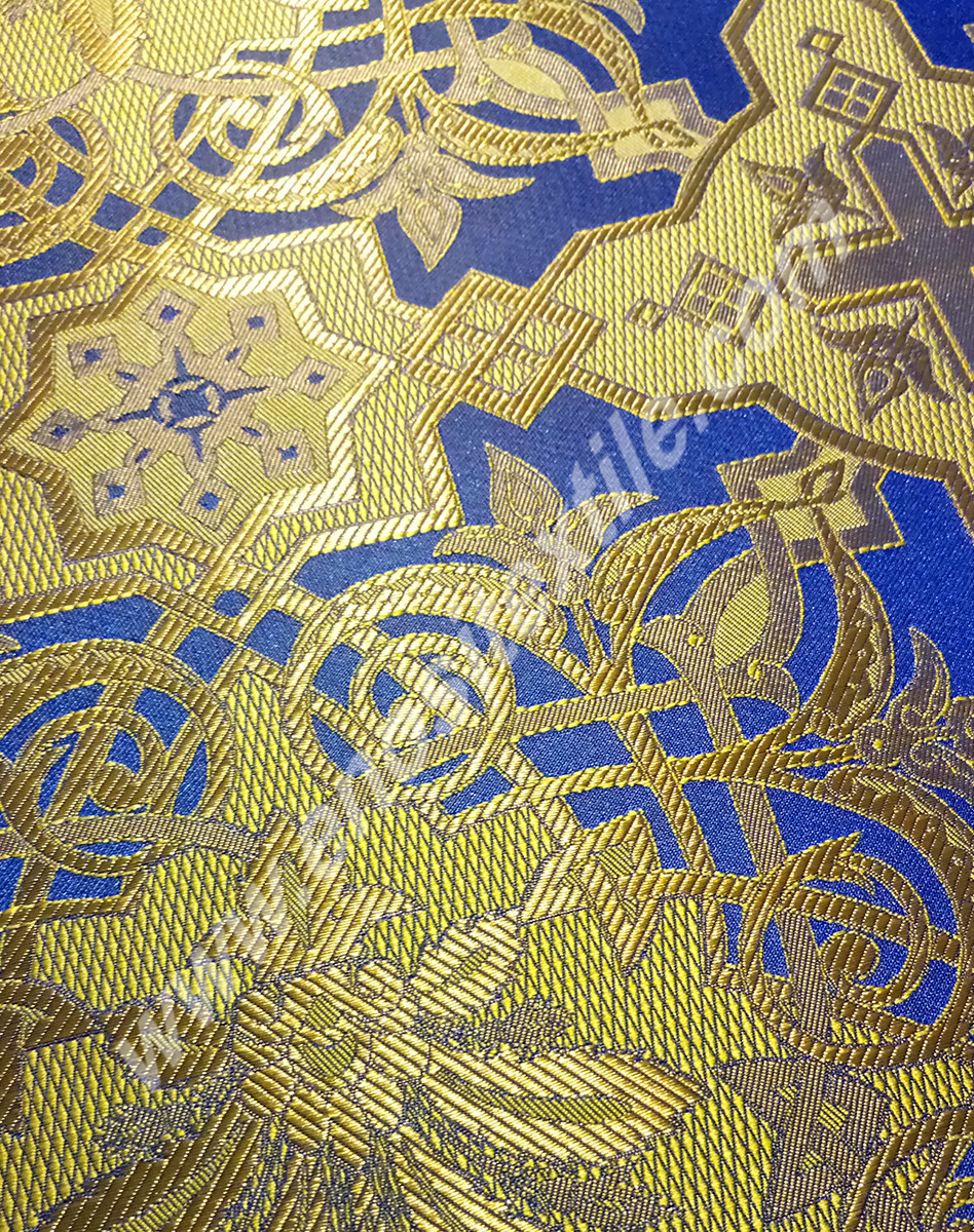 KL-021 Blue-Light Gold Brocade Fabrics